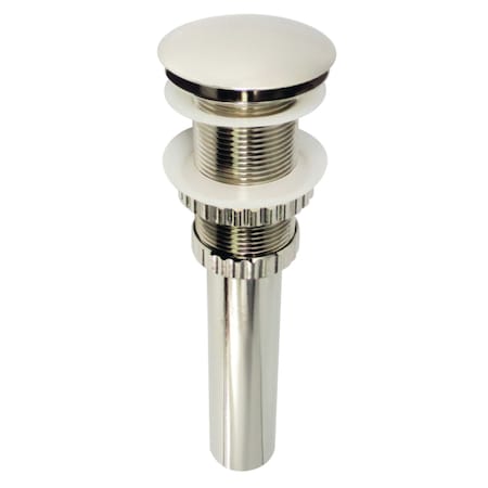Push PopUp Bathroom Sink Drain Without Overflow, Polished Nickel